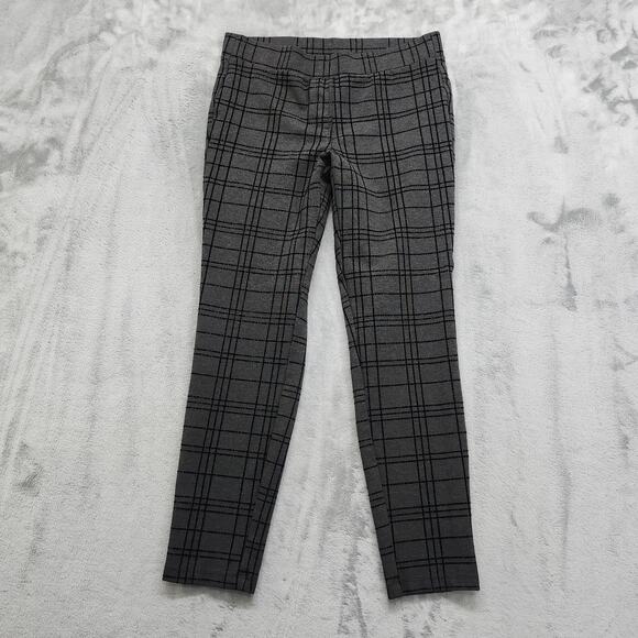 Style&Co Pants Womens M Gray Black Plaid Pull On Mid Rise Ponte Leggings Office - Picture 1 of 12